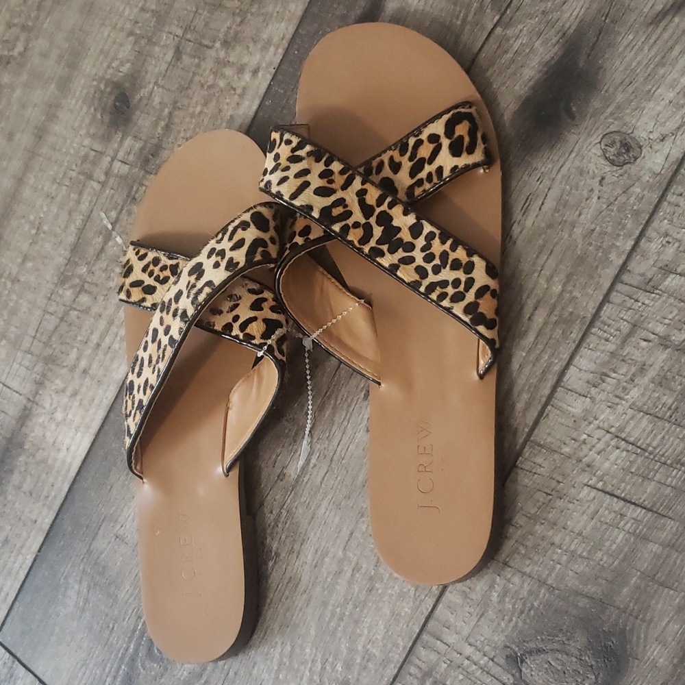 J.crew Flats Cheetah Printed Slip on sandals